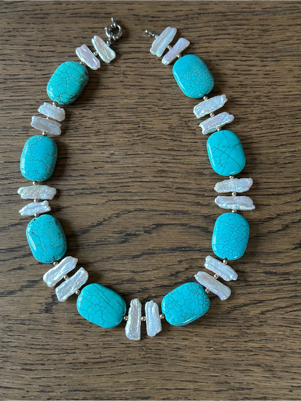 Turquoise & Baroque Pearl Statement Necklace | Bold Summer Resort Styles